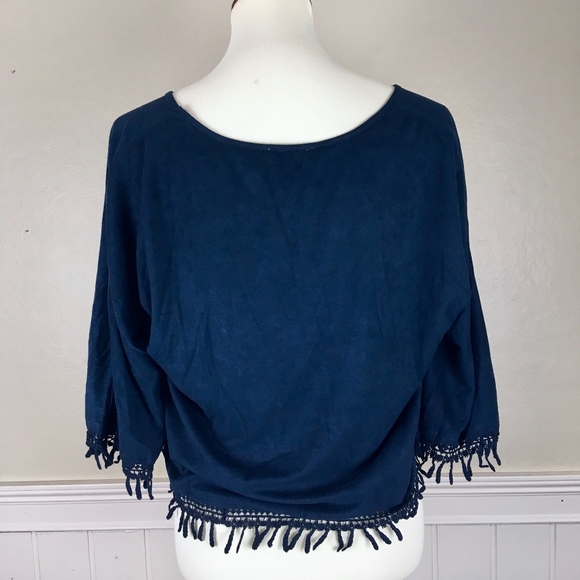 FLYING TOMATO Embroidered Fringe Cape Poncho XS - Picture 7 of 8